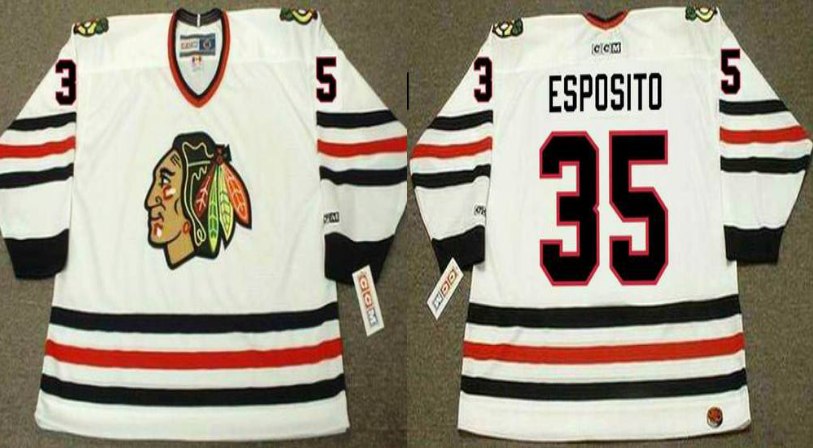 2019 Men Chicago Blackhawks 35 Esposito white style #2 CCM NHL jerseys->chicago blackhawks->NHL Jersey